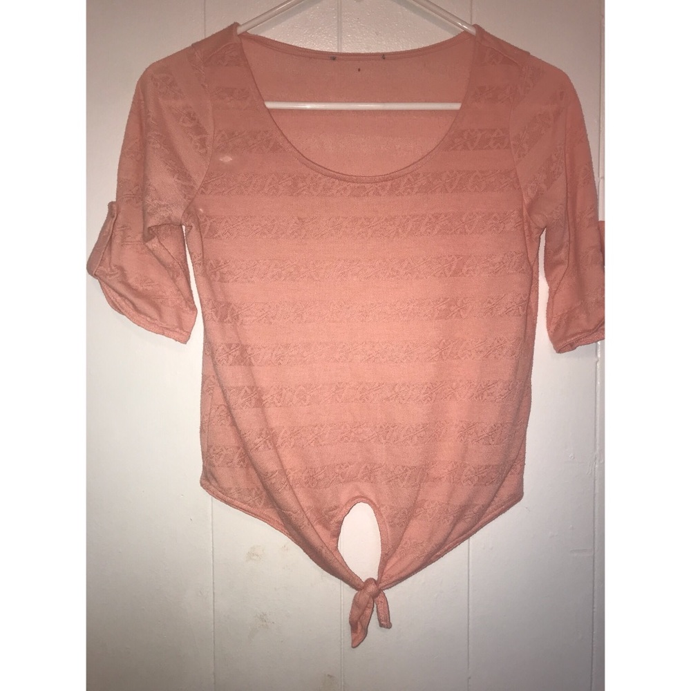 Pink front tie top